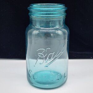 Vintage Ball Blue Glass Sure Seal Mason Jar #10 Jar Only No Lid 7"